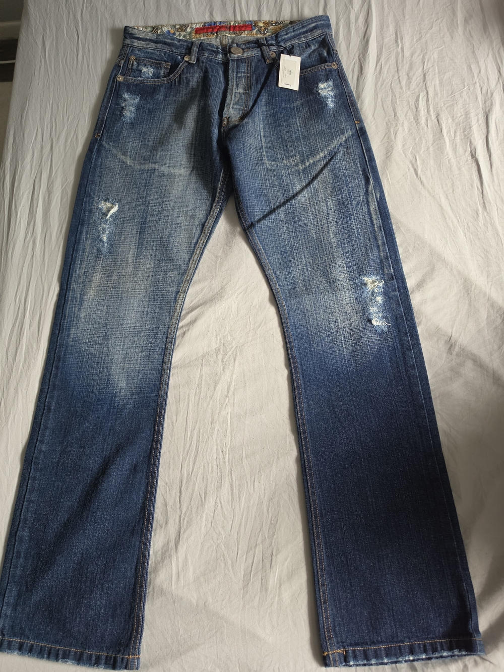 YES LONDON JEAN Men's Faded Distressed Blue Jeans
